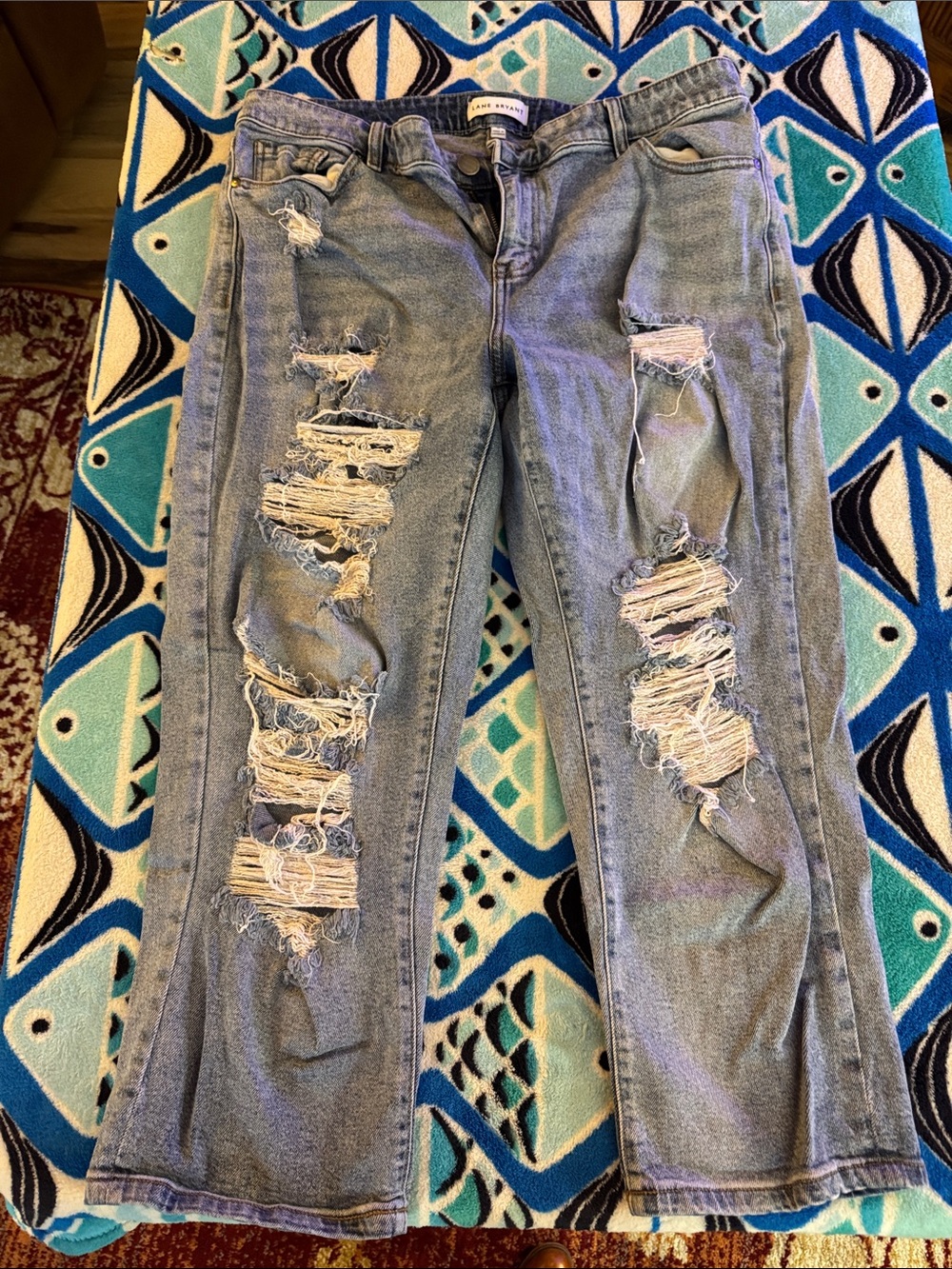 Lane Bryant Distressed Light Blue capri Jeans